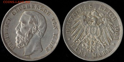 5 марок Баден 1901 до 01.08.15 22:00 мск - 1901