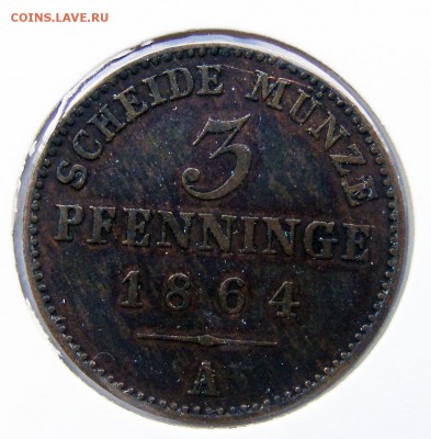 Пруссия 3 пфенинга 1864 до 6.08 в 22.10 по МСК - 3 пфеннига - ПРУССИЯ 1864 (1).JPG