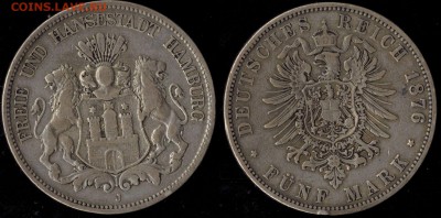 5 марок 1876 Гамбург с 1000р!!! до 08.08.15 г 22.00 мск - 1876