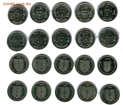 Англия 10жетоны футболистов. 1998 и 2004 до 07.08. 21.00 мск - жетоны 2