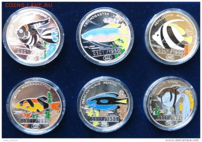 Северная Корея 500 вон набор из 6 монет рыбы на оценку - 792_001