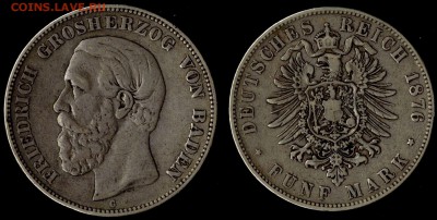 5 марок Баден 1876 с 2000!!! до 08.08.15 22:00 мск - 1876