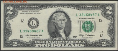 США 2 доллара 2009 L до 08.08.2015 21.00 мск - $2 US L12 09 obv