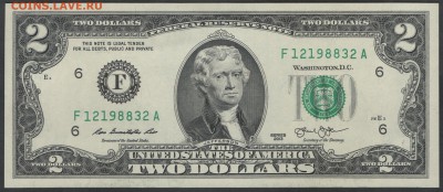США 2 доллара 2013 F до 08.08.2015 21.00 мск - $2 US F6 13 obv
