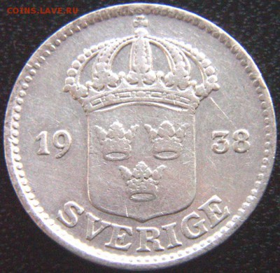 Швеция_25 эре серебром 1938(G); до 05.08_22.14мск - 10172