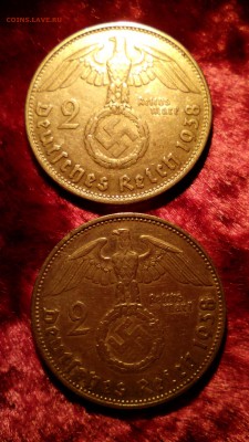 2 монеты 2 рейхсм. Гинденбург 1938 (Е+В) до 9.08. в 22:30 - IMG_20150801_225259