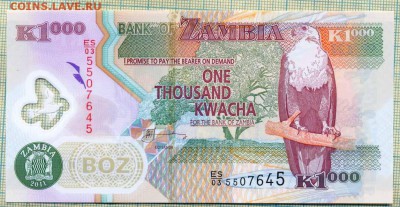 Замбия,2011,1000квача,до13.08.2015г. 22.00 по Москве - Замбия 2011 1000квача