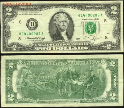США-2 доллара 1976 до 21.00 мск 14.08.2015 - США- 2 доллара 1976 года