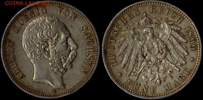 5 марок Саксония 1899 с 2000р!!! до 15.08.15г 22.00 МСК - 1899