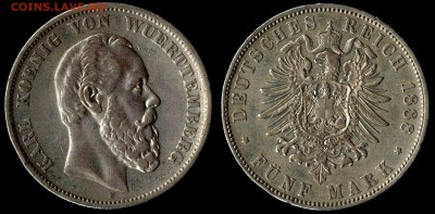 5 марок 1888 Вюрттемберг редкий до 15.08.15 г 22.00 мск - 1888