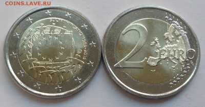 Монеты евро и других стран Европы и мира. - 2 евро Финляндия 2015 30 лет флагу ЕС