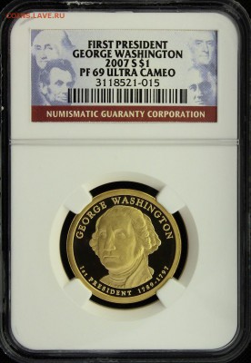 Монеты США. Вопросы и ответы - 2007 S $1 Presidential Dollar GEORGE WASHINGTON NGC Proof PF 69 UC Ultra Cameo.JPG