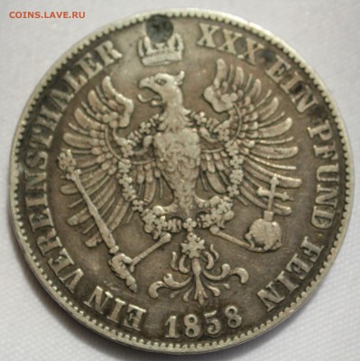 С 1 руб. ПРУССИЯ 1 талер 1858г.ФРИДРИХ-ВИЛЬГЕЛЬМ-IV до 19.8 - IMG_7080.JPG
