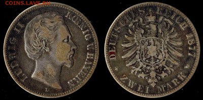 2 марки 1877 Бавария до 22.08.15 в 22.00 МСК - 1877