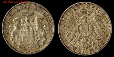 2 марки 1907 Гамбург до 22.08.15 в 22.00 МСК - 1907