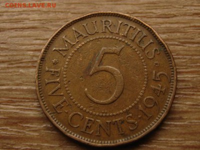 Маврикий Брит. 5 центов 1945 Георг VI до 21.08.15 в 21.00М - IMG_8272