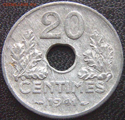 Франция (германская оккупация)_20 сантимов 1941_21.08_22.12м - 9923