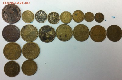 3 копейки 1924,1941,1953. 5 копеек 1930,1953,1954,1931,1928,1948,1949,1962. 2 копейки 1929,1926,1939,1954,1936. 1 копейка 1949,1938 - image