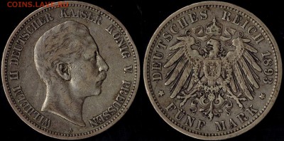 5 марок 1893  Пруссия  до 28.08.15 г 22.00 мск - 1893