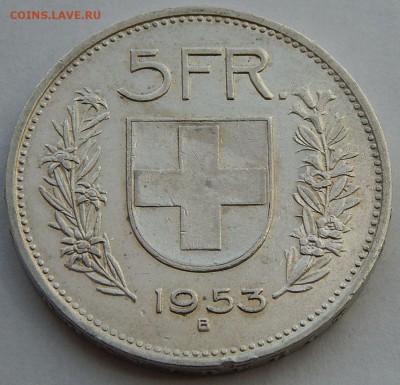 Швейцария 5 франков 1953, до 29.08.15 в 22:00 МСК - 4955