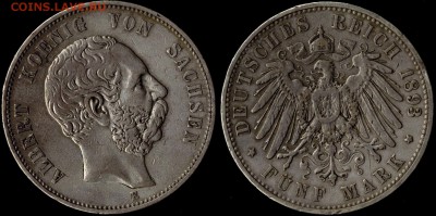 5 марок 1893 Саксония до 29.08.15 г 22.00 мск - 1893