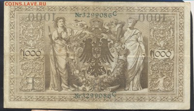 Германия 1000 марок 1910 г. 25.08.15 г. 22 -00 МСК. - 1000 м. 1910 1