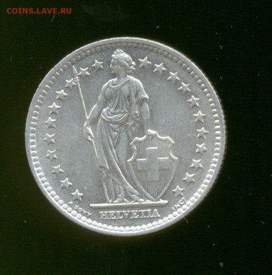 Ag. Швейцария 2 франка 1963. XF. до 27.08 22:00 - 2