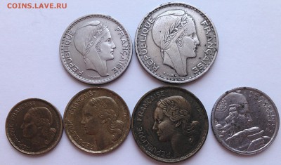 Франция, 6 монет 1948 - 1954, до 30.08.15_22:00мск - 2