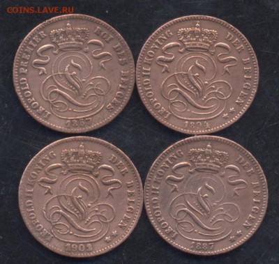 Бельгия сантим 1857,1887,1894,1902 г. - Бельгия