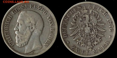 2 марки 1876 Баден до 01.09.15г 22.00 МСК - 1876 Баден