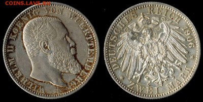 2 марки 1906 Вюрттемберг до 01.09.15г 22.00 МСК - 1906