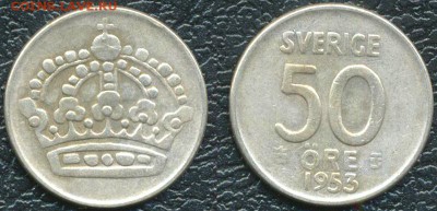 Швеция_50 эре (полкроны) 1953. Серебро; до 26.08_23.00мск - 10192