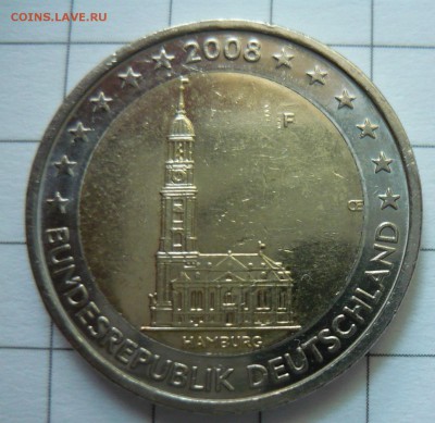 2 евро2008г(F) Федеральные земли Германии-Гамбург - P1040678.JPG