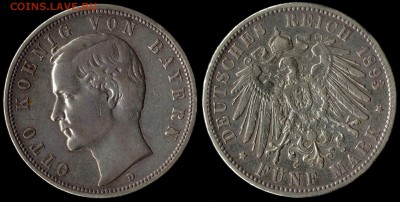 5 марок 1893  Бавария нечастая до 05.09.15 г 22.00 мск - 1893