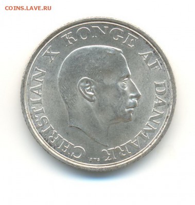 Ag. Дания 2 кроны 1937. 25 лет. AU. до 2.09 22:00 - 3