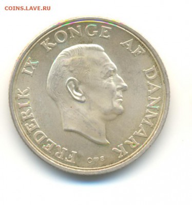 Ag. Дания 2 кроны 1958. 18 летие. AU . до 2.09 22:00 - 3