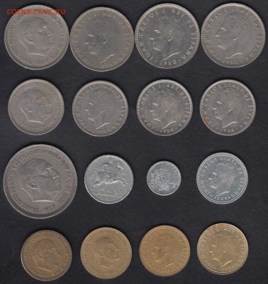 Испания 1-25 песет 16 монет до 02.09.2015 22-00 - Испания р