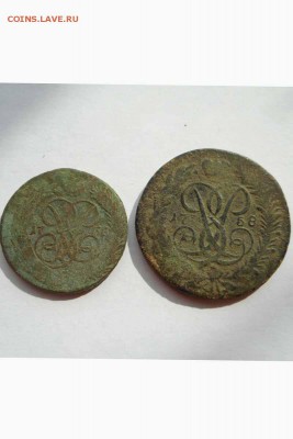 2 монеты , копейка 1758 г. 2 копейки 1758 г - монеты