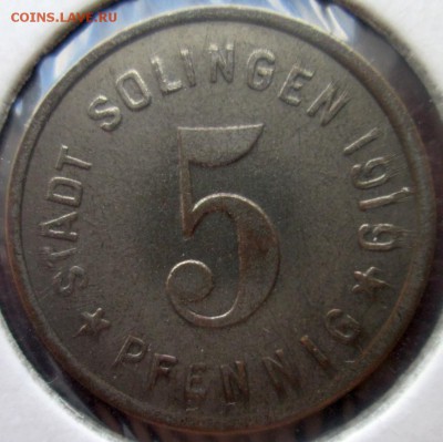 Нотгельды Германии. Обзорная тема. - 5 пф. 1919г. Золинген