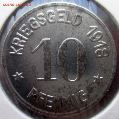 Нотгельды Германии. Обзорная тема. - 10 пф. 1918г. Зиген