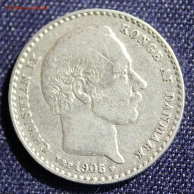 С 1 руб. ДАНИЯ 25 эре  1905г.ХРИСТИАН -IX до 7.09.15г. в 22 - IMG_7305.JPG