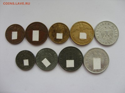 1-2-5-10-50-1-5-10-50 пфеннигов 3 рейха. 1935-1943. - Аук пф 3 рейх 9 шт - 2.JPG