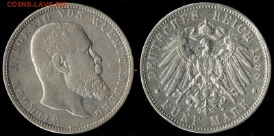 5 марок 1898  Вюрттемберг до 08.09.15 г 22.00 мск - 1898