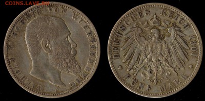 5 марок 1901  Вюрттемберг до 08.09.15 г 22.00 мск - 1901