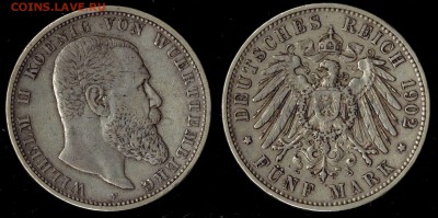 5 марок 1902 Вюрттемберг до 08.09.15 г 22.00 мск - 1902