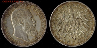 5 марок 1913 Вюрттемберг до 08.09.15 г 22.00 мск - 1913