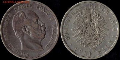 5 марок 1874 Пруссия до 08.09.15 г 22.00 мск - 1874