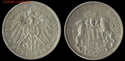 5 марок 1895 Гамбург до 08.09.15 г 22.00 мск - 1895