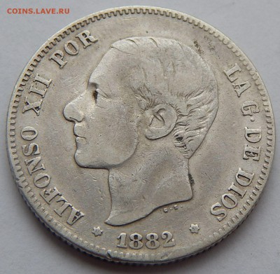 Испания 2 песеты 1882, до 09.09.15 в 22:00 МСК - 4362