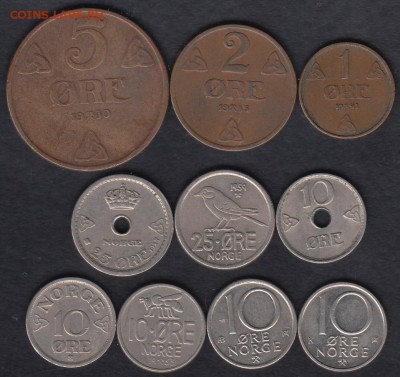 Норвегия 1927-1990 10 монет до 08.09.2015 22-00 - Норвегия 10 монет а